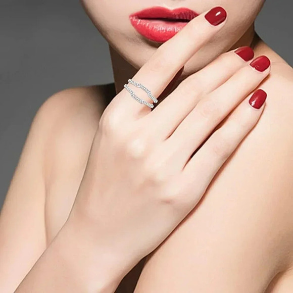 2  Stackable Rings Enhancer for Women 925 Sterling Silver Wedding Engagement - Picture 2 of 7